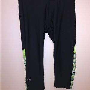 UnderArmour Black and Lime Green Capri Leggings